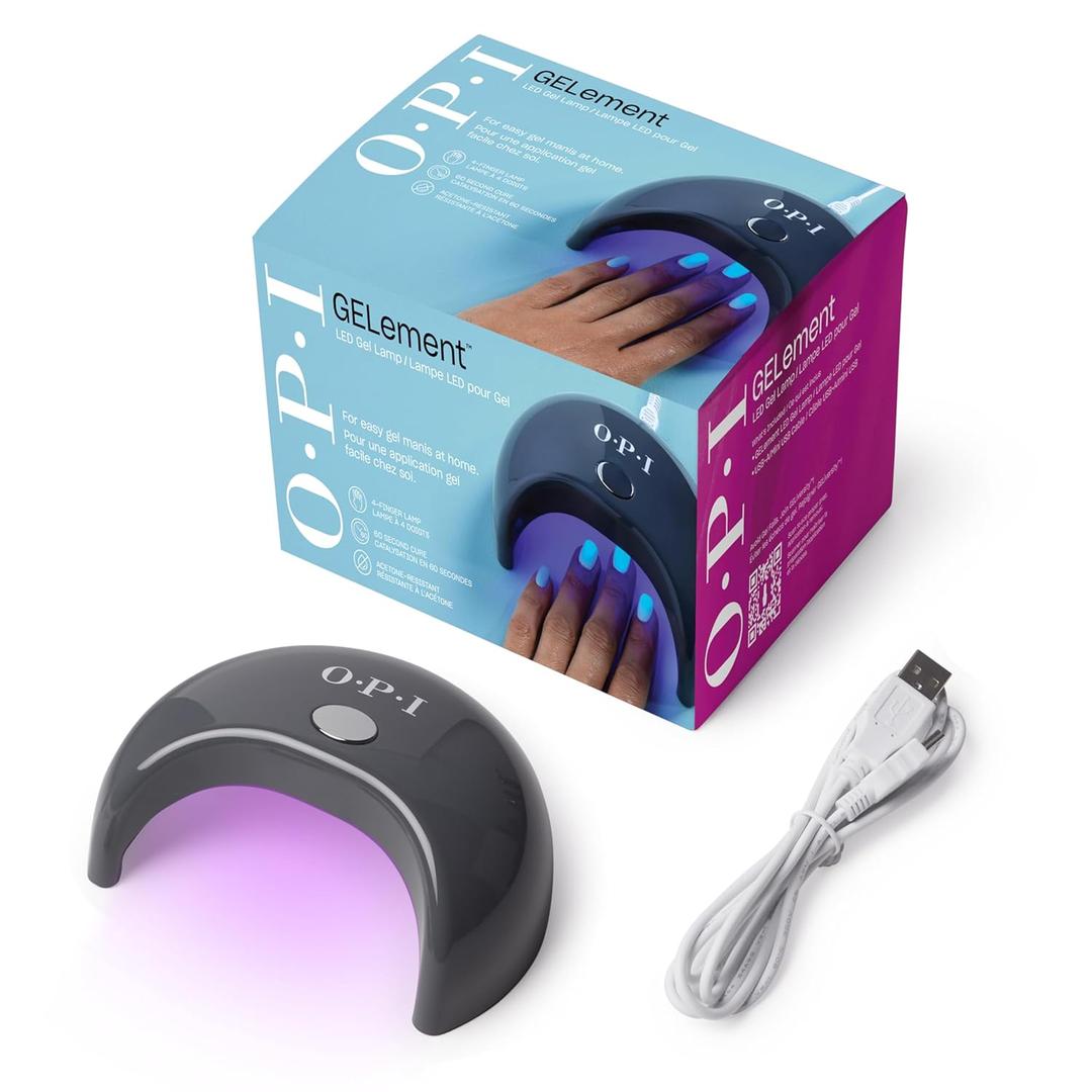 OPI GELement LED Curing Lamp for Gel Nail Polish | DIY Professional Salon Quality Manicure Results | 4 Finger Design & Mirrored Interior for Curing | 60 Second Timer