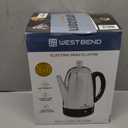 West Bend Electric Percolator Classic Style Coffee Maker with Heat Resistant Handle Base and Detachable Cord with Stainless Steel Stem and Basket, 12-Cup, Silver