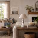 Calacatta Marble Table Lamp,Beige Linen Shade,for End Table