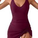 B2prity One Piece Swimdress Swimsuits for Women Tummy Control Swim Dresses Skirt V Neck Wrap Bathing Suit SIze M