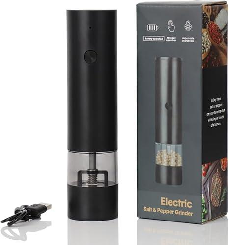 Electric Salt and Pepper Grinder, Easy Refill with Adjustable Coarseness,USB-C Rechargeable Automatic Mill, Dust Cover for Flavor Preservation Black Electric Salt and Pepper Grinder, Easy Refill with Adjustable Coarseness,USB-C Rechargeable Automatic Mill, Dust Cover for Flavor Preservation Black