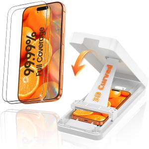 Shatterproof Tempered Glass Screen Protector for iPhone 16 Pro, Reusable Installation Tool, Anti-Glare 3D Thermal Bending, 9H+ Hardness, Military Grade Drop Protection, Bubble-Free, Anti-Fingerprint 2-Pack
