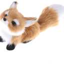 GUDVES Simulation Brown Fox Toy Furs Squatting Fox Model Home Decoration and Kids' 6-Inch Plush Mini Fox (Pitching)