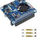 waveshare Power Over Ethernet (PoE) HAT for Raspberry Pi 4B/3B+, 802.3af/at PoE Network Standard, 5V USB-A&12V Header Outputs, PoE HAT Onboard Cooling Fan and MP8676 Buck Chip, Isolated