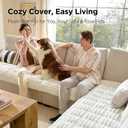 Bedsure Comfyfleece Sofa Cover, Couch Covers for Dogs, 27.6 x 82.7 White | Non-Slip, 300gsm Thick Quilted Padding, Ultra-Soft Corduroy Flannel, Machine Washable, for 3-Cushion/3-Seater/L-Shaped Couch
