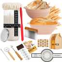 Sourdough Starter Kit, 24PCS Sourdough Bread Baking Supplies, 9"Round & 11"Oval Banneton Bread Proofing Basket, Bread Sling, Starter Jar, Whisk, Scrapers, Bread Lame, Bag, Sour Dough Making Tools Kit