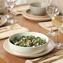 Gibson Elite Leeds Court Plates and Bowls Sets, 16-Piece Stoneware Dinnerware Sets, Assorted Colors, Round Speckle Reactive Glaze Dish Set