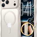 XWZ for iPhone 17 Pro Max Case for Women Girls,【Compatible with MagSafe】,【Camera Control】,【Full Camera Protection】, Cute Wave Magnetic Phone Case for iPhone 17 Pro Max,Stone