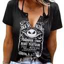 Halloween T Shirt Women Pumpkin King Shirts Face Characters Shirt Halloween Party Tshirt, XL