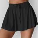 3 Pack EARKOHA Women's Mini Skort Casual Tennis Skirt High Waisted Flowy Athletic Mini Skirt with Shorts (Black, L)