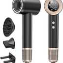 Hair Dryer, 1600W High Speed Ionic Blow Dryer with 300 Million Negative Ions, 140000 RPM Brushless Motor for Fast Drying, 59dB Low Noise & 65M/S Hair Dryers for Home Travel,Black