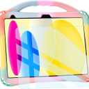 TopEsct Kids Case for iPad (A16) 11th Gen 11" 2025, iPad 10th Gen 10.9" 2022 with Tempered Glass Screen Protector, Silicone Shockproof Case Comes with Strap (Rainbow)