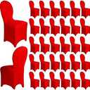 Moukeren 30 Pcs Wedding Chair Covers Spandex Folding Chair Covers Stretch Universal Polyester Fitted Seat Slipcovers for Wedding, Banquet, Celebration, Holidays, Dining Room, Living Room (Red)