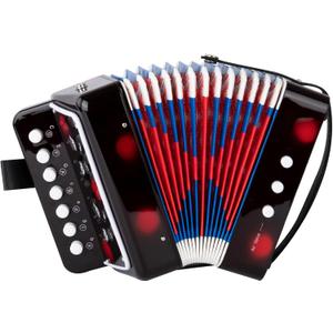kids Accordion 10 Buttons Keys Toy Accordion MIni Accordian Musical Instrument for Children Beginners (Black)