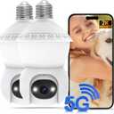 Light Bulb Camera Outdoor,5G& 2.4G WiFi Security Cameras Wireless Outdoor,3MP& 360 PTZ Light Bulbs Camera, Night Vision, AI Human Detection&Alarm, 2-Way Audio, Cloud Storage