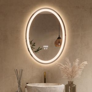 Keonjinn 24" x 36" Oval LED Bathroom Mirror with Frontlit and Backlit