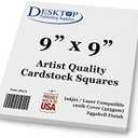 Premium White Cardstock Squares - Ultra Thick Artist Drawing Quality Eggshell Finish - For Spin Art Refill, Sketching, Charcoal, Watercolor, & Painting (9" x 9", 100 Pack)