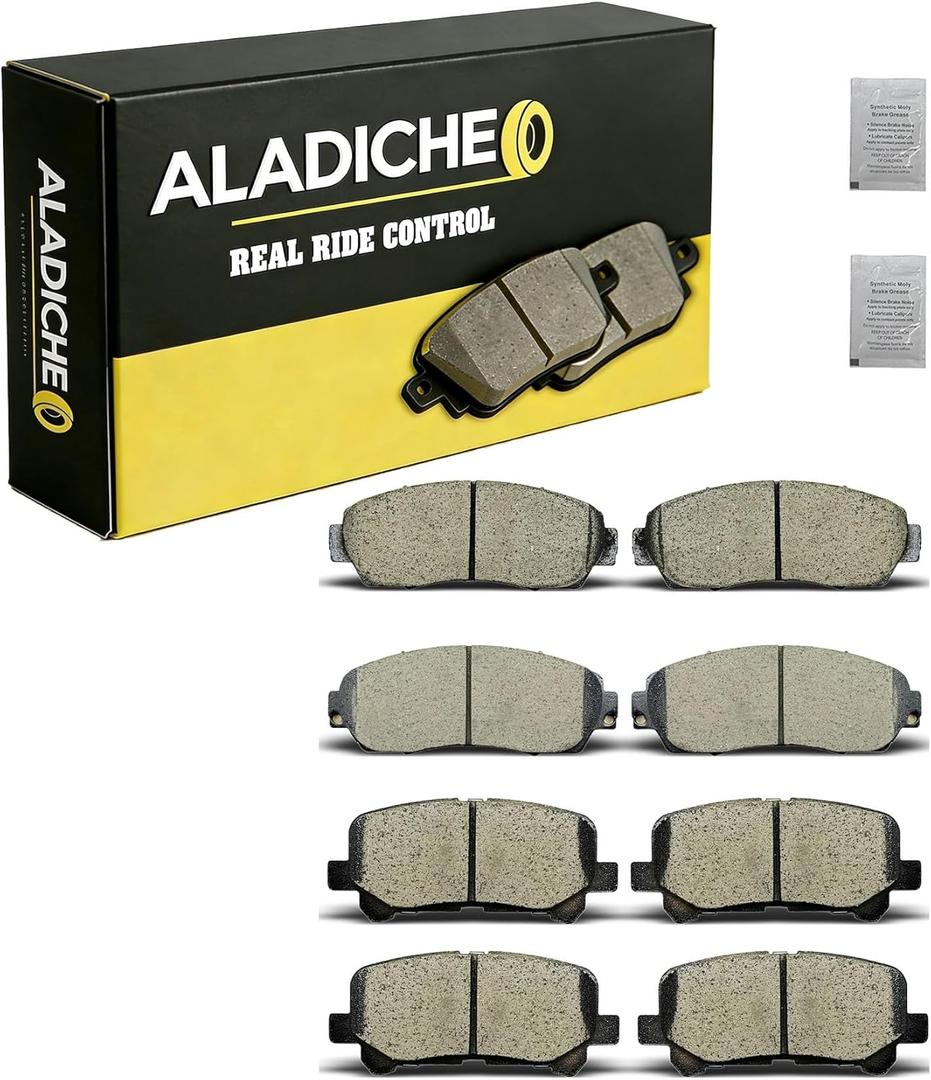 ALADICHE 8Pcs Front Rear Ceramic Disc Brake Pads Set Compatible with 2011,2012,2013,2014,2015,2016,2017 Honda Odyssey
