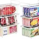 iSPECLE Freezer Organizer Bins - 6 Pack Small Stackable Deep Freezer Organizer Bins for 7 Cu.Ft Freezers Easy Get Bottom Foods without Digging, Chest Freezer Organizer Prevent Frozen Food Waste, White