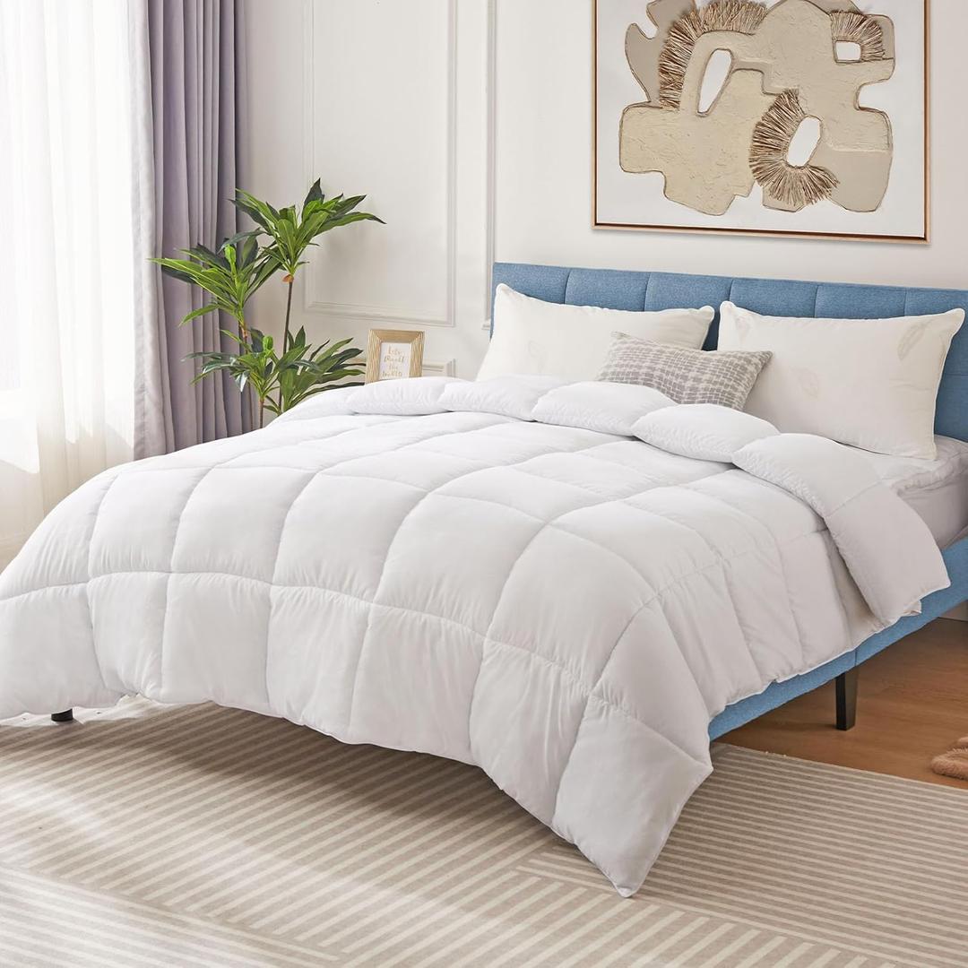 DUMOS Comforter and Duvet Insert King Size, 102" x 90" All Season Alternative Duvet Insert with Corner Tabs, Machine Washable Quilted Hotel Comforter, Bedding for Women/Men, White