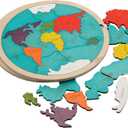 7 Continents & 5 Oceans of the Earth Wooden Jigsaw Puzzle for Kids | 21 Puzzle Pieces | Learning & Educational Toy Gift for Boys & Girls Ages 3 Years and Above
