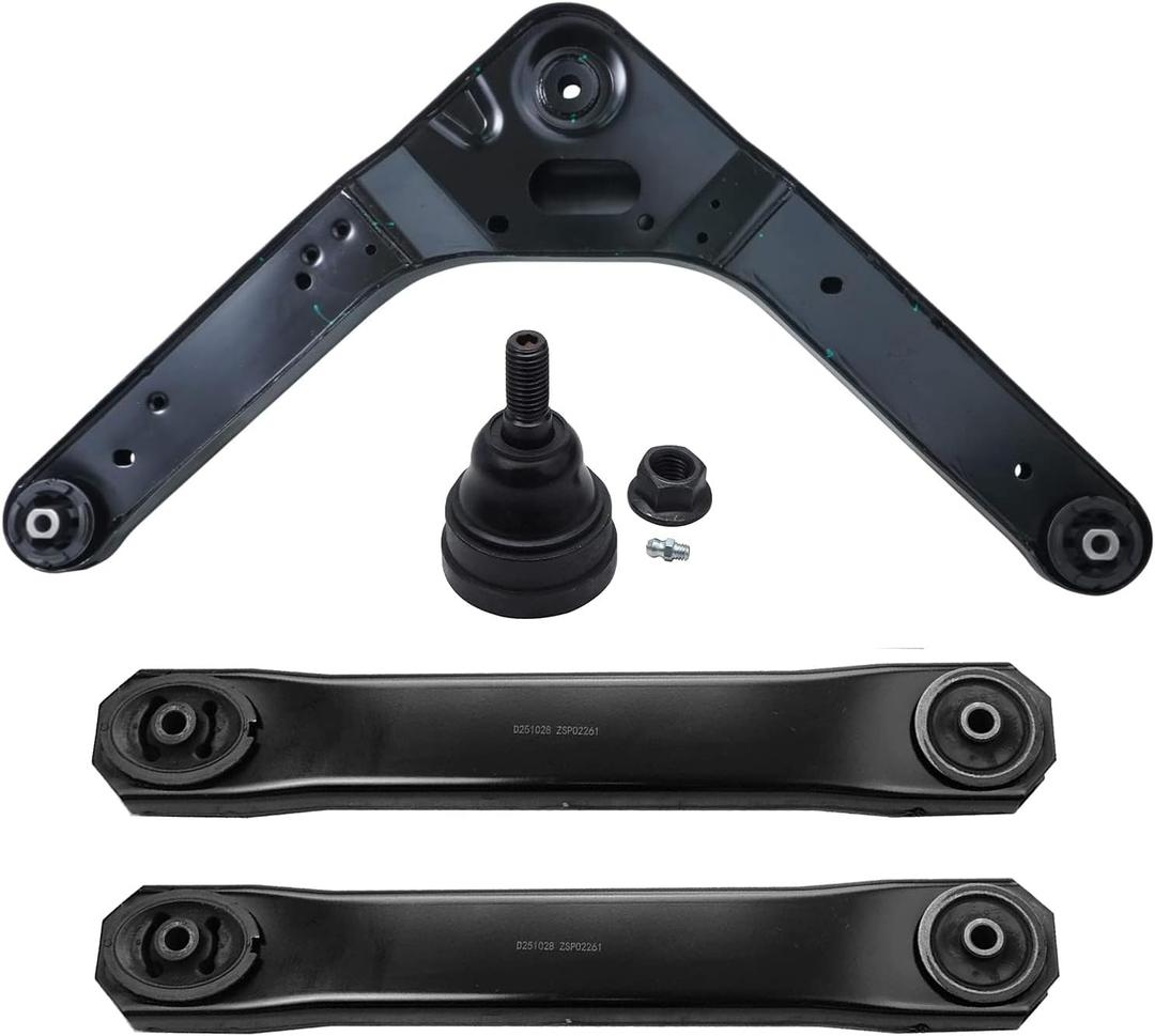 Detroit Axle - 4pc Rear Control Arms Kit for 99-04 Jeep Grand Cherokee 1999 2000 2001 2002 2003 2004, 2 Lower Control Arms, 1 Upper Control Arm, 1 Upper Ball Joint, Replacement