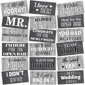 24 Designs Wedding Photo Booth Props Double Sided 11.02 * 5.51' Photo Booth Props Wedding Marriage Parties Decorations Set DIY Water Proof Selfie Signs PVC Printing for Bridal Party Supplies