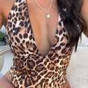 Swimsuit Women Plus Size Tummy Control Halter Bathing Suit Ruched V Neck Swimwear, 2XL