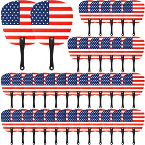 Geetery 36 Pcs Independence Day Handheld Fans July 4th Patriotic Fans Bulk Summer Plastic Round Handheld Fans for Fourth of July Independence Day Party Favors