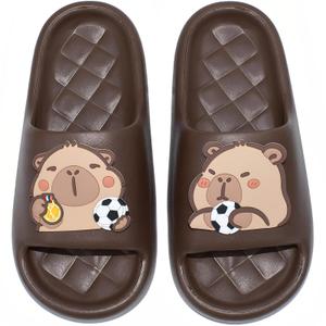 XIXITIAO Capybara Slippers for Women Men,Capybara Cute Slides,Non Slip Quick Drying Bathroom Slippers,Funny Sandals, Capybara Shower Shoes (Brown)