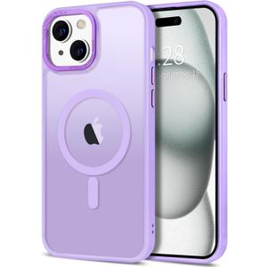 3 x Hython Case for iPhone 15 Plus Case Magnetic Translucent Matte Phone Cases 6.7" [Compatible with MagSafe] Thin Slim Fit Shockproof Bumper Hard Protective Cover for Women Men Girls, Light Purple