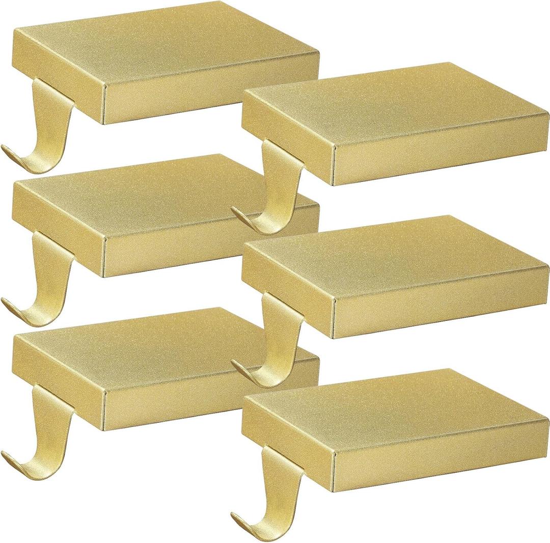 4 Pack Christmas Stocking Holder Bases - Mantel Stocking Hangers Hanging Hooks for Fireplace Stand Holder Weighted Hangers for Xmas Holiday Decoration (Gold, 4)