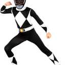 Morphsuits Black Mighty Morphin Power Rangers Costume Kids, Power Rangers Kids, Boys Halloween Costume (Large)