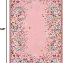 Wonnitar Washable Rug 6x9, Pink Botanical Area Rug for Girls Bedroom, Non-Slip Soft Nursery Kids Room Floral Rug Thin Throw Carpet for Dorm Living Room Decor (Pink,6'x9')