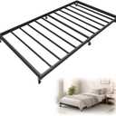 Twin Trundle Bed Frame with Steel Slats, Effortless Roll-Out Trundle Frame, Silent Locking Wheels & Quick Assembly, Space-Saving Guest, Kids, or Dorm Bed for Small Rooms, Black
