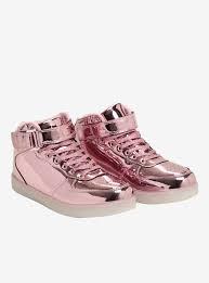 2High Top Shiny Pink Girls Sneakers -High Top Shoes Size 