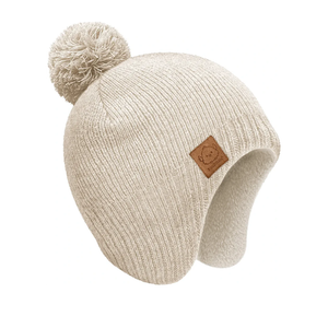 Baby Beanie Winter Hat 636 Months  Cute Pom Winter Baby Hats with Earflaps, Soft & Stretchy Knit Toddler Beanies for Infant, Newborn 636 Months Boys, Girls, Cozy, Warm Fall Essentials (Cream, M)