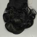 Lansigreen Hat Wig Beanie Hat with Hair Long Wavy Extensions Knit Pom Pom Hat Attached 20" Synthetic Removable Hairpiece for Women Winter Natural Black