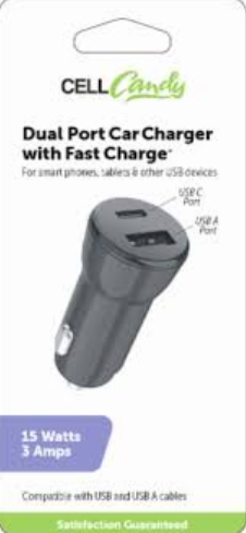 Cell Candy Fast Charge Dual Port Car Charger 15W