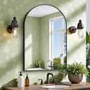 CIRCUMI Arched Wall Mirror, 24"x36" Black Arched Mirror for Bathroom