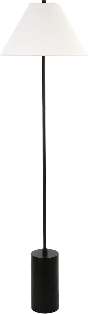 Somerset 64" Tall Floor Lamp with Fabric Shade in Blackened Bronze/White