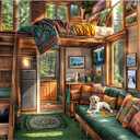 Forest House Puzzles for Adults 1000 Pieces, Letters on Back, Hard Difficult Challenging, Precise Interlocking Pieces, Gifts for Father's Day