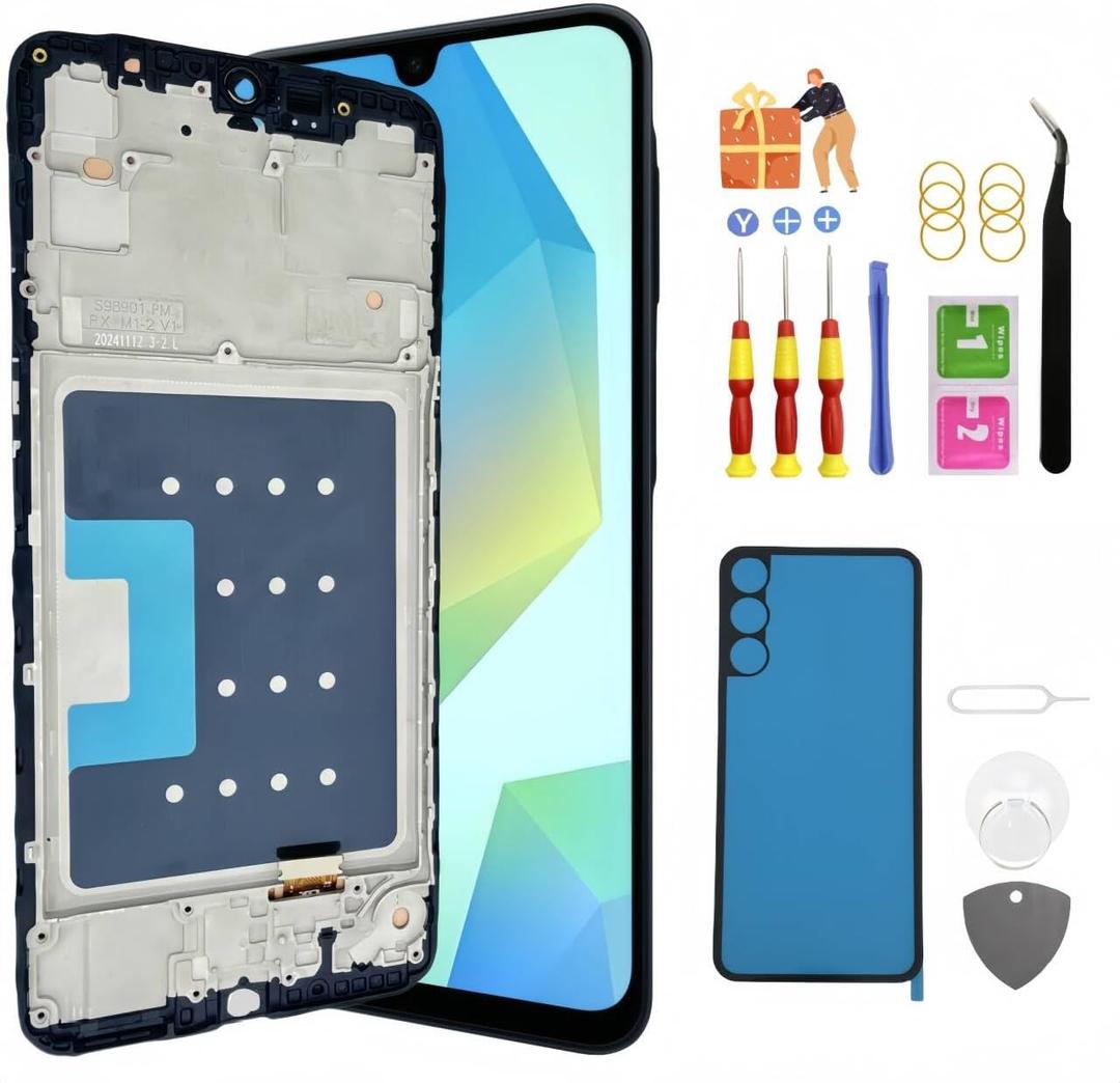 Galaxy A16 5G LCD Display Screen Assembly Replacement for Samsung A16 5G Touch Digitizer Screen with Frame Toolkits SM-A166U A166U1 A166P with Frame (Not for 4G)