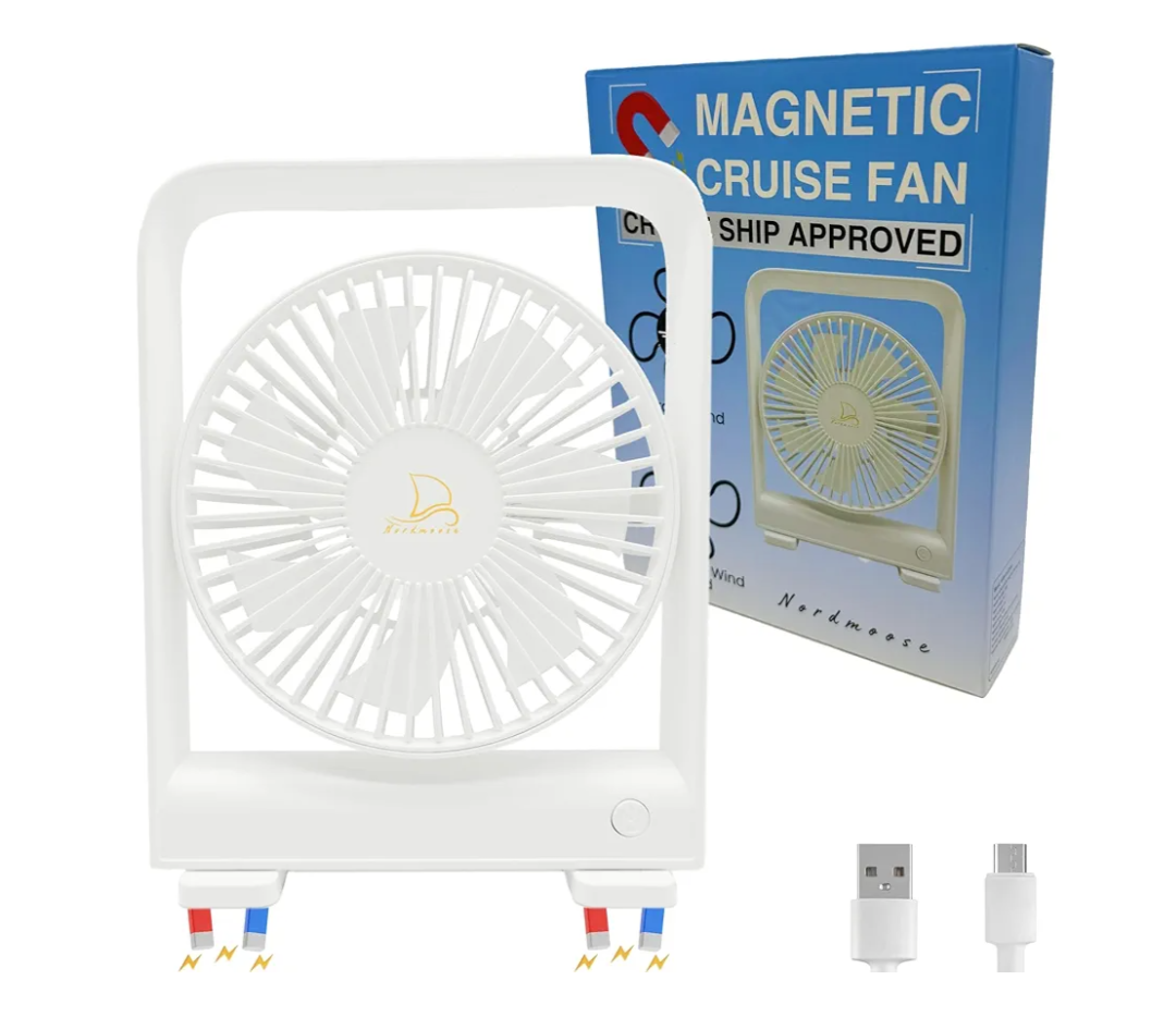 Cruise Ship Approved Fan - Magnetically Sticks on Cabin Ceilings and Walls - Powerful 3-Gear, Ship Cabin Approved - The Original Portable Cruise Fan 2025