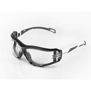 Koziface S30 Safety Glasses for Men and Women Adjustable Elastic Headband Strap and Arms 2 Ways to wear Stylish Black White Work Protective Anti Fog No Slip ANSI Z87.1 Rated Goggles for Indoor/Outdoor