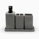 ZCCZ Grey Bathroom Accessory Sets, 3 Pieces Bathroom Accessories Complete Set Vanity Countertop Accessory Set, Includes Lotion Dispenser Soap Pump, Tumbler, Toothbrush Holder and Tray