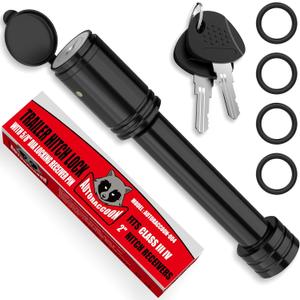 Trailer Hitch Lock - 5/8" Dia Locking Receiver Pin, Fits 3" Receiver, Class III & IV Hitch, Anti-Theft Lock, Black (1 Pack) (Suit 3-3.5 in)