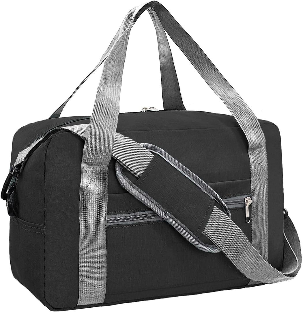For Spirit Airlines Personal Item Bag 18x14x8 in Underseat Carry-on Luggage Foldable Travel Duffle Bag for Airplanes(30L, Black)