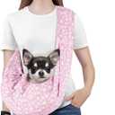 Pawaboo Small Dog Sling Carrier, Reversible Hands Free Dog Sling Carriers for Small Dogs and Cats, Puppy Slings Carrier with Adjustable Strap Buckle & Safety Harness, Puppy Essentials, Pink Daisy