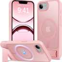 Eastinbox Magnetic for iPhone 17e & iPhone 16e Case with Stand [Compatible with MagSafe] [Built-in Invisible Kickstand] Matte Back Protective Phone Case for iPhone 17 e/16 e 6.1", Matte Pink